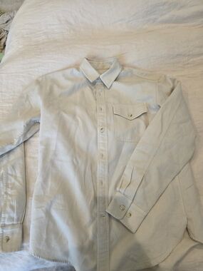 Club Monaco Men's Light Cream Button-Down Casual Shirt